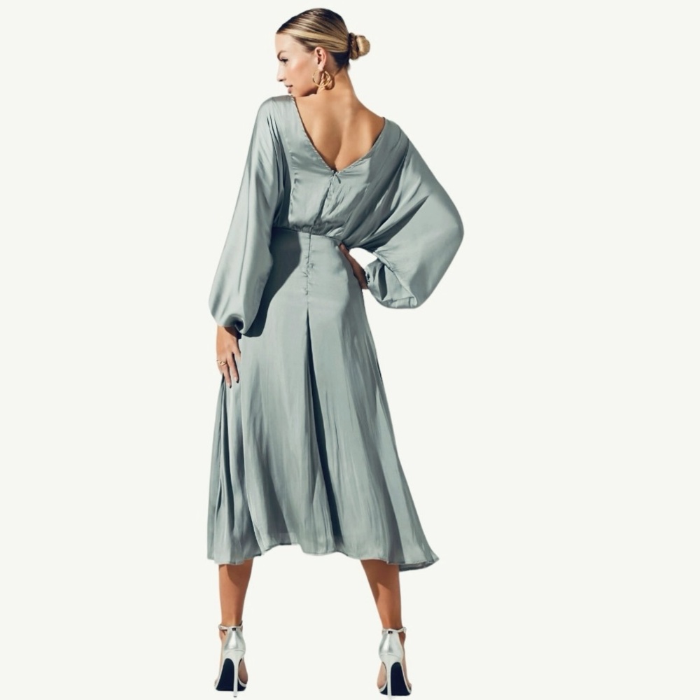 ASTR The Label Dark Mint Dress Dolman Sleeve Long Midi Slit size M - Picture 2 of 13